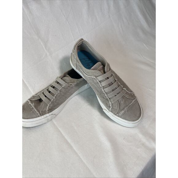 Blowfish Malibu Tan Elastic Sneakers Women’s Size 7.5 Distressed Style- EUC - Picture 1 of 5